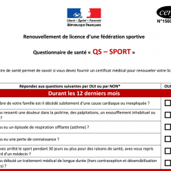 RENSEIGNER LE QUESTIONNAIRE DE SANTE (QS-SPORT) EN LIGNE